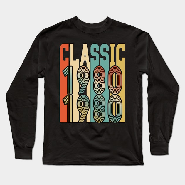 Classic Born in 1980 Long Sleeve T-Shirt by Adikka